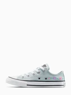 Converse Blue Junior Chuck Taylor Floral Embroidered Trainers