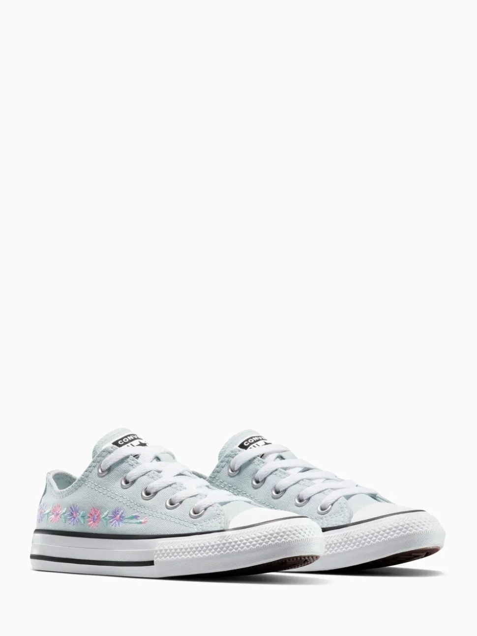Converse Blue Junior Chuck Taylor Floral Embroidered Trainers