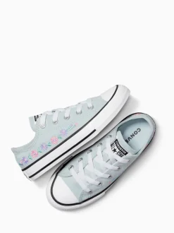 Converse Blue Junior Chuck Taylor Floral Embroidered Trainers