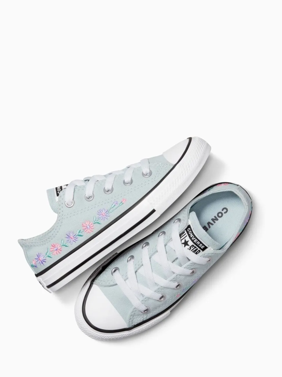 Converse Blue Junior Chuck Taylor Floral Embroidered Trainers