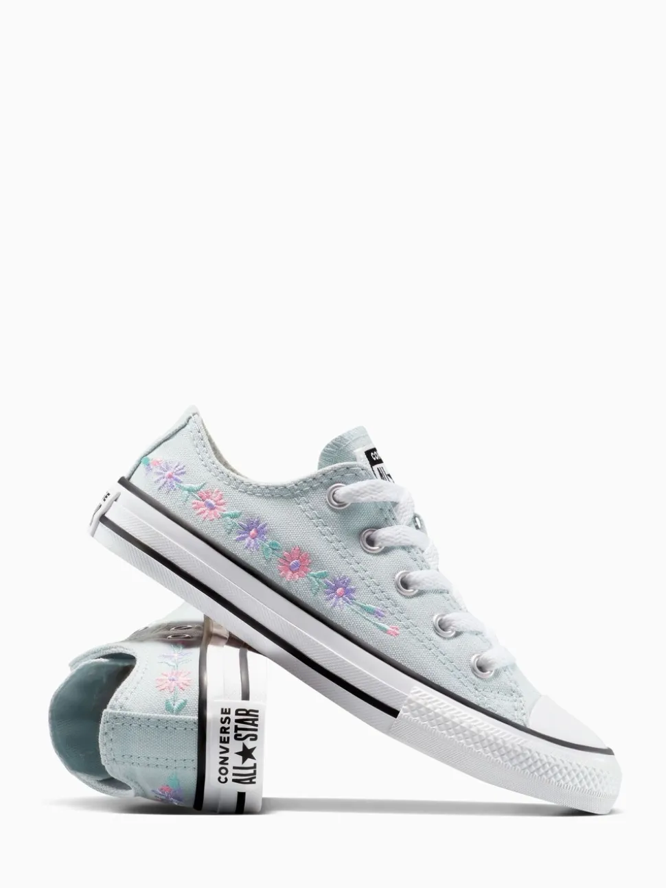 Converse Blue Junior Chuck Taylor Floral Embroidered Trainers