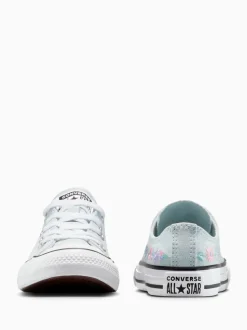 Converse Blue Junior Chuck Taylor Floral Embroidered Trainers