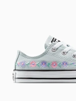 Converse Blue Junior Chuck Taylor Floral Embroidered Trainers