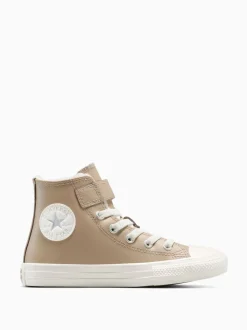 Converse Brown Chuck Taylor Kids Leather Fleece Lining High Trainers