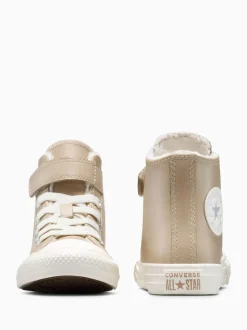 Converse Brown Chuck Taylor Kids Leather Fleece Lining High Trainers