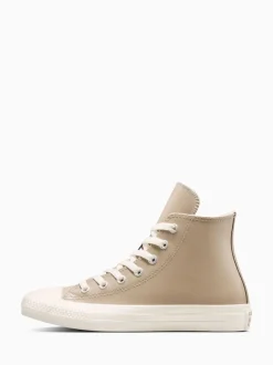 Converse Brown Chuck Taylor Teen Leather Fleece Lining High Trainers