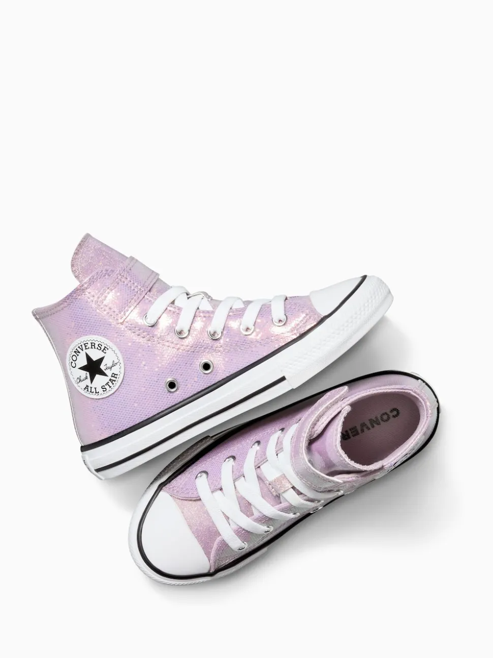 Converse Pink Chuck Taylor Kids Disco Glitter High Trainers