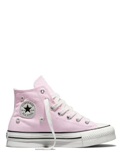 Converse Pink Chuck Taylor Lift Beaded Flower Trainers