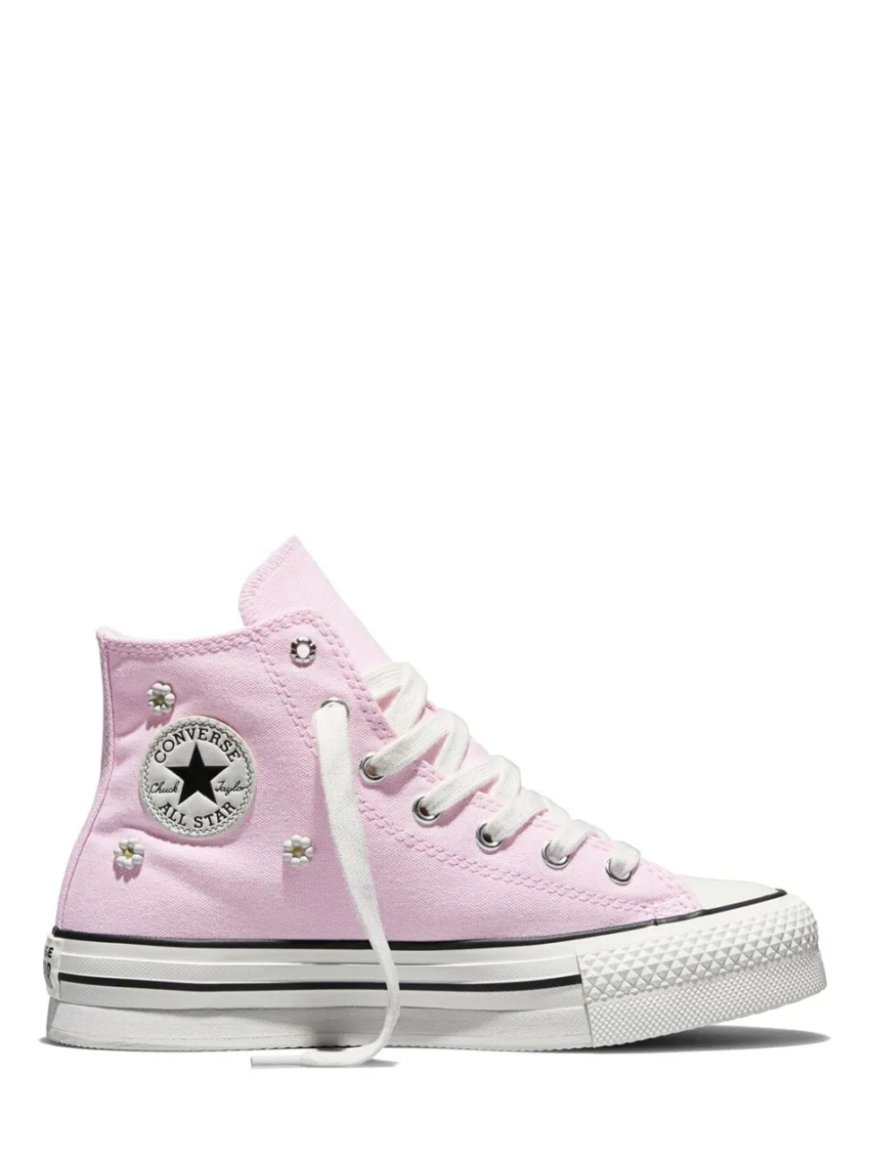 Converse Pink Chuck Taylor Lift Beaded Flower Trainers