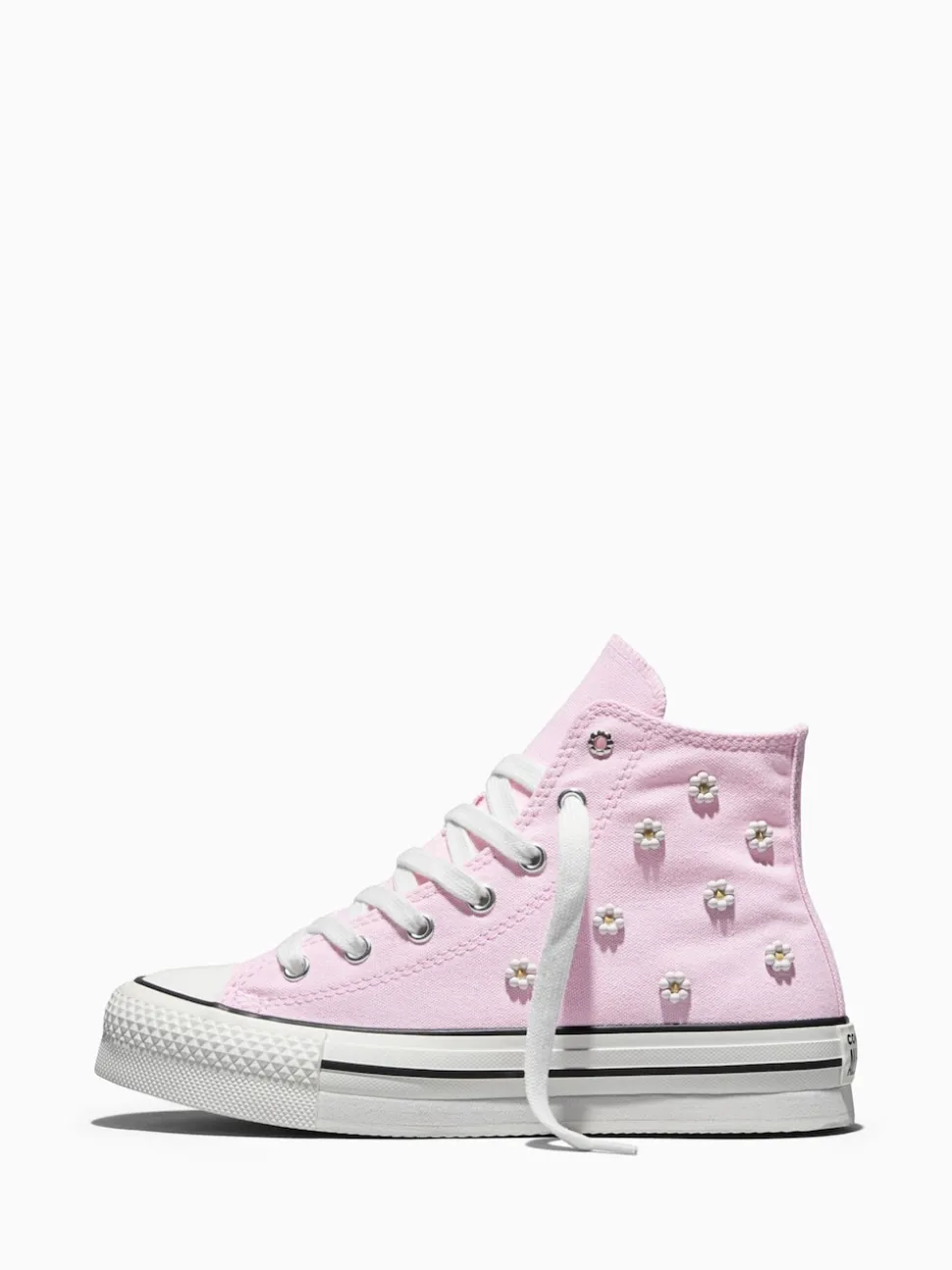 Converse Pink Chuck Taylor Lift Beaded Flower Trainers