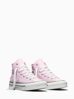 Converse Pink Chuck Taylor Lift Beaded Flower Trainers