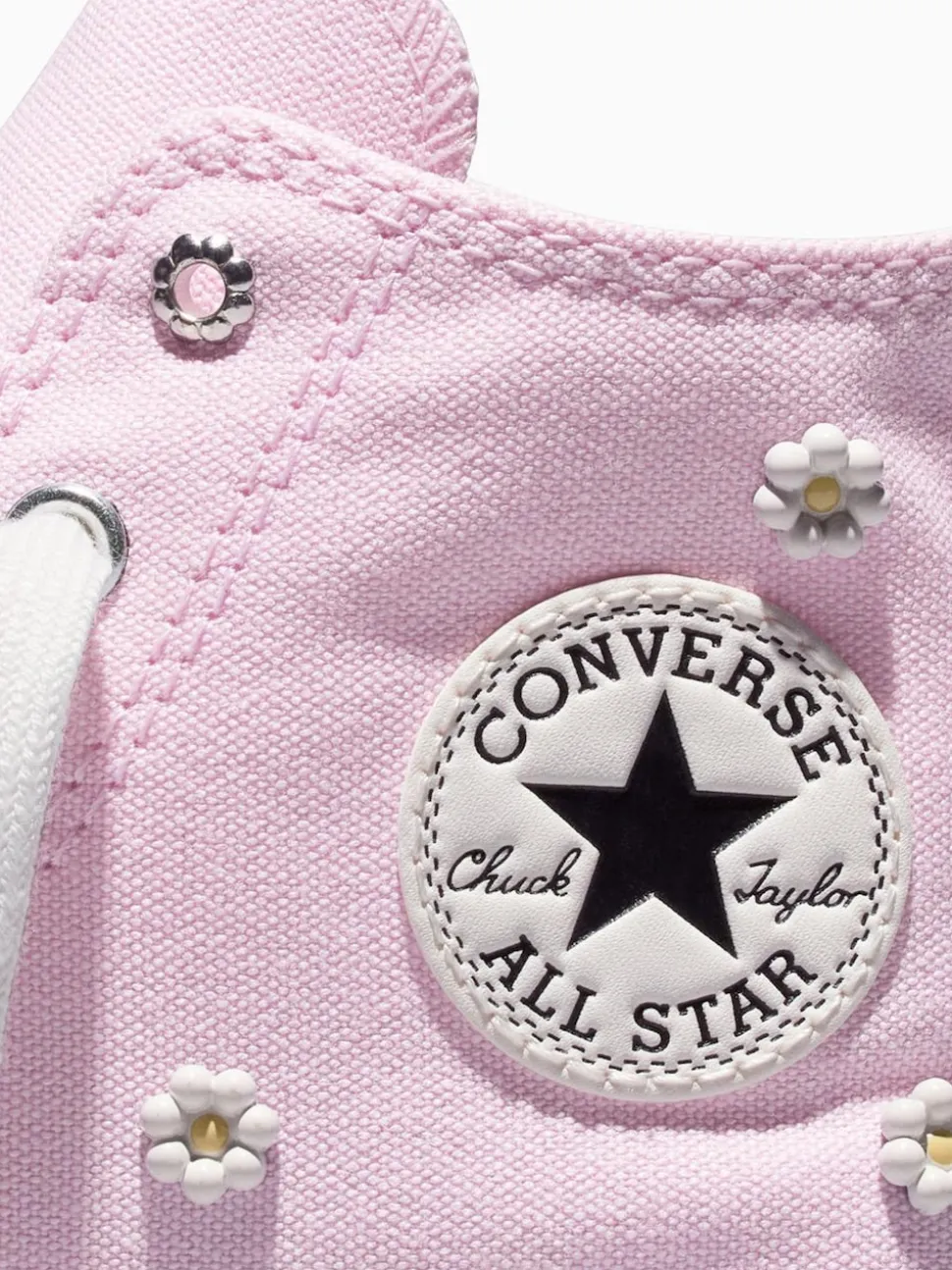 Converse Pink Chuck Taylor Lift Beaded Flower Trainers