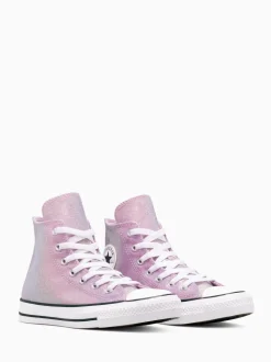 Converse Pink Chuck Taylor Teen Disco Glitter High Trainers