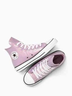 Converse Pink Chuck Taylor Teen Disco Glitter High Trainers