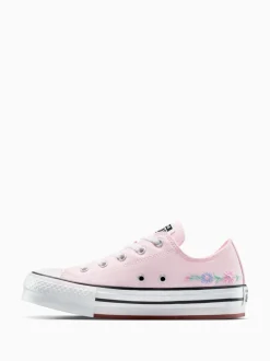 Converse Pink Youth Chuck Taylor Floral Print Embroidered EVA Lift Ox Trainers