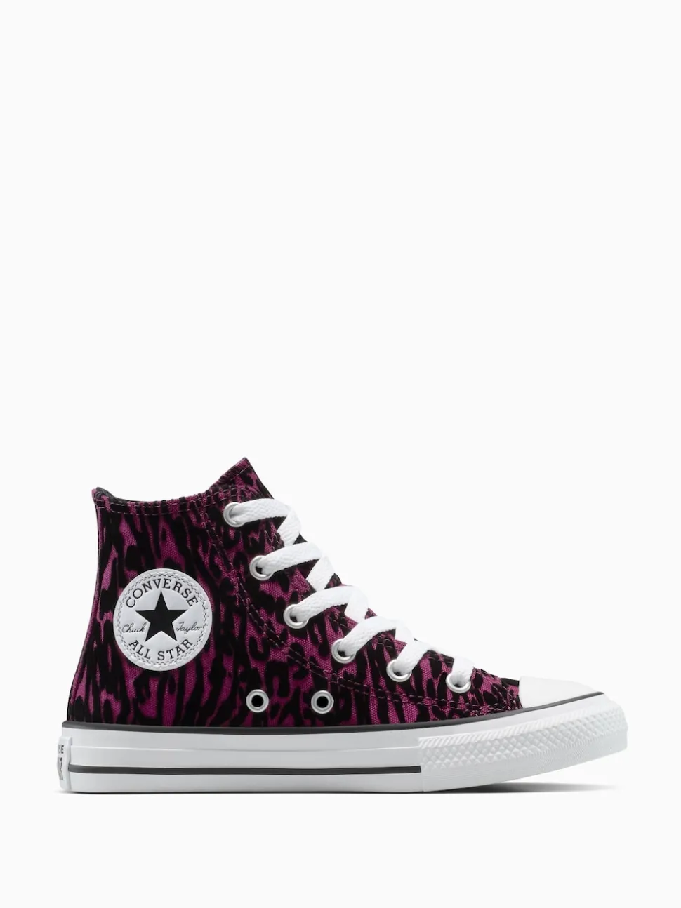 Converse Purple Chuck Taylor Kids Leopard High Trainers