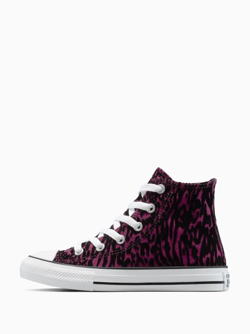 Converse Purple Chuck Taylor Kids Leopard High Trainers