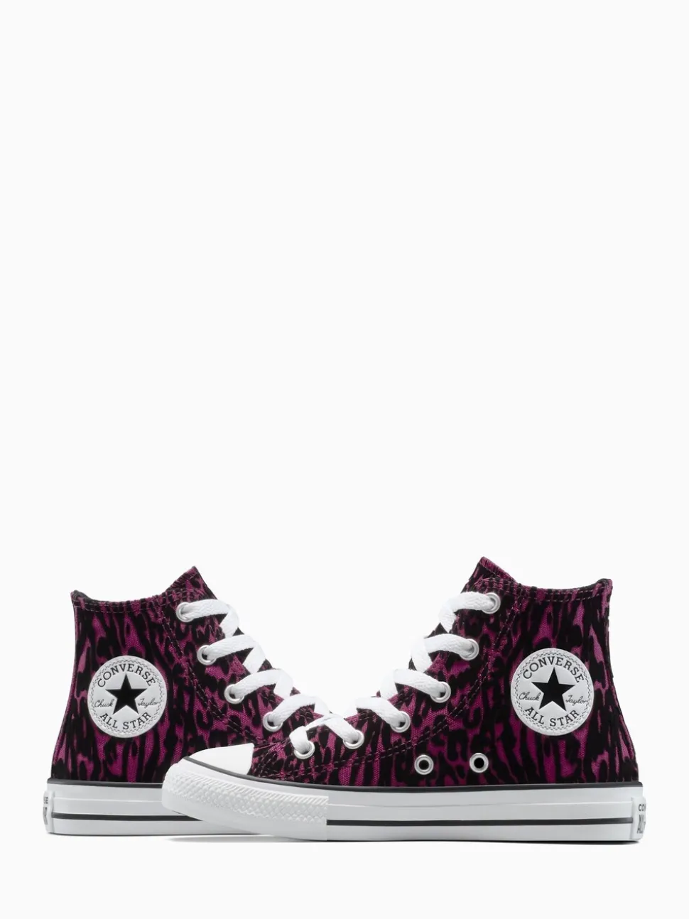 Converse Purple Chuck Taylor Kids Leopard High Trainers