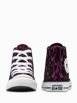 Converse Purple Chuck Taylor Kids Leopard High Trainers