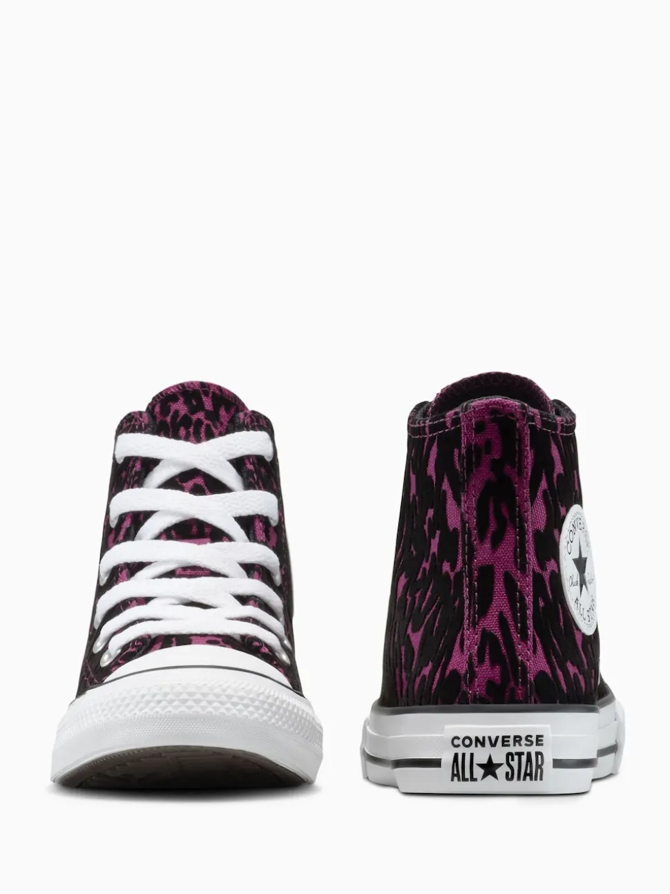 Converse Purple Chuck Taylor Kids Leopard High Trainers