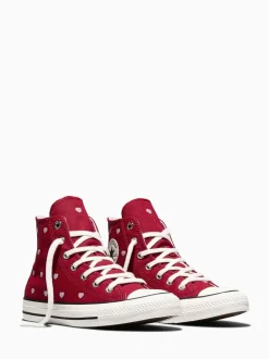 Converse Red Chuck Taylor Hearts and Roses Hightop Trainers