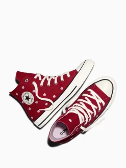 Converse Red Chuck Taylor Hearts and Roses Hightop Trainers