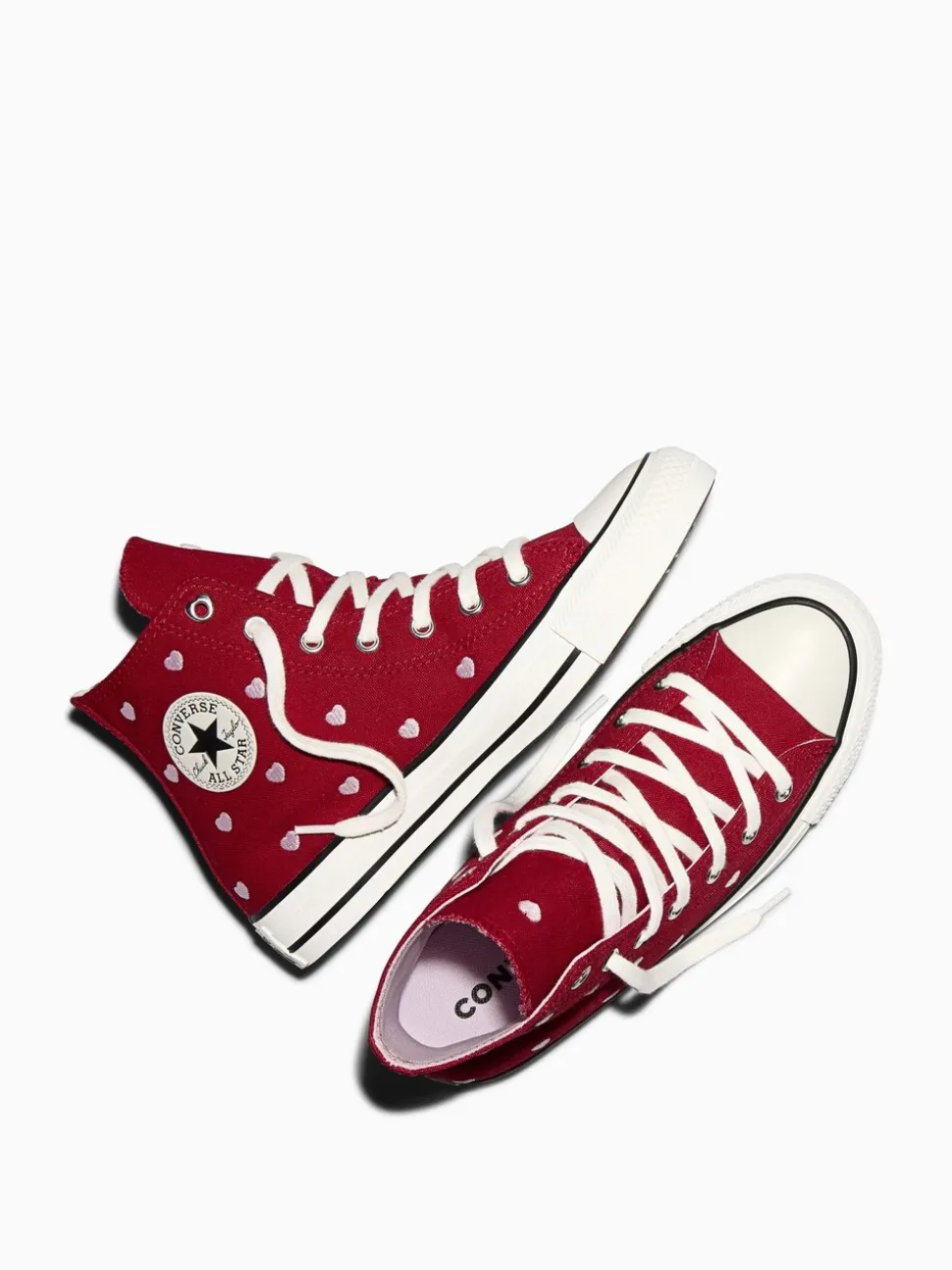 Converse Red Chuck Taylor Hearts and Roses Hightop Trainers