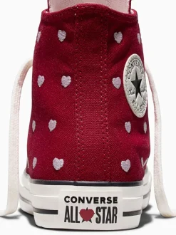 Converse Red Chuck Taylor Hearts and Roses Hightop Trainers