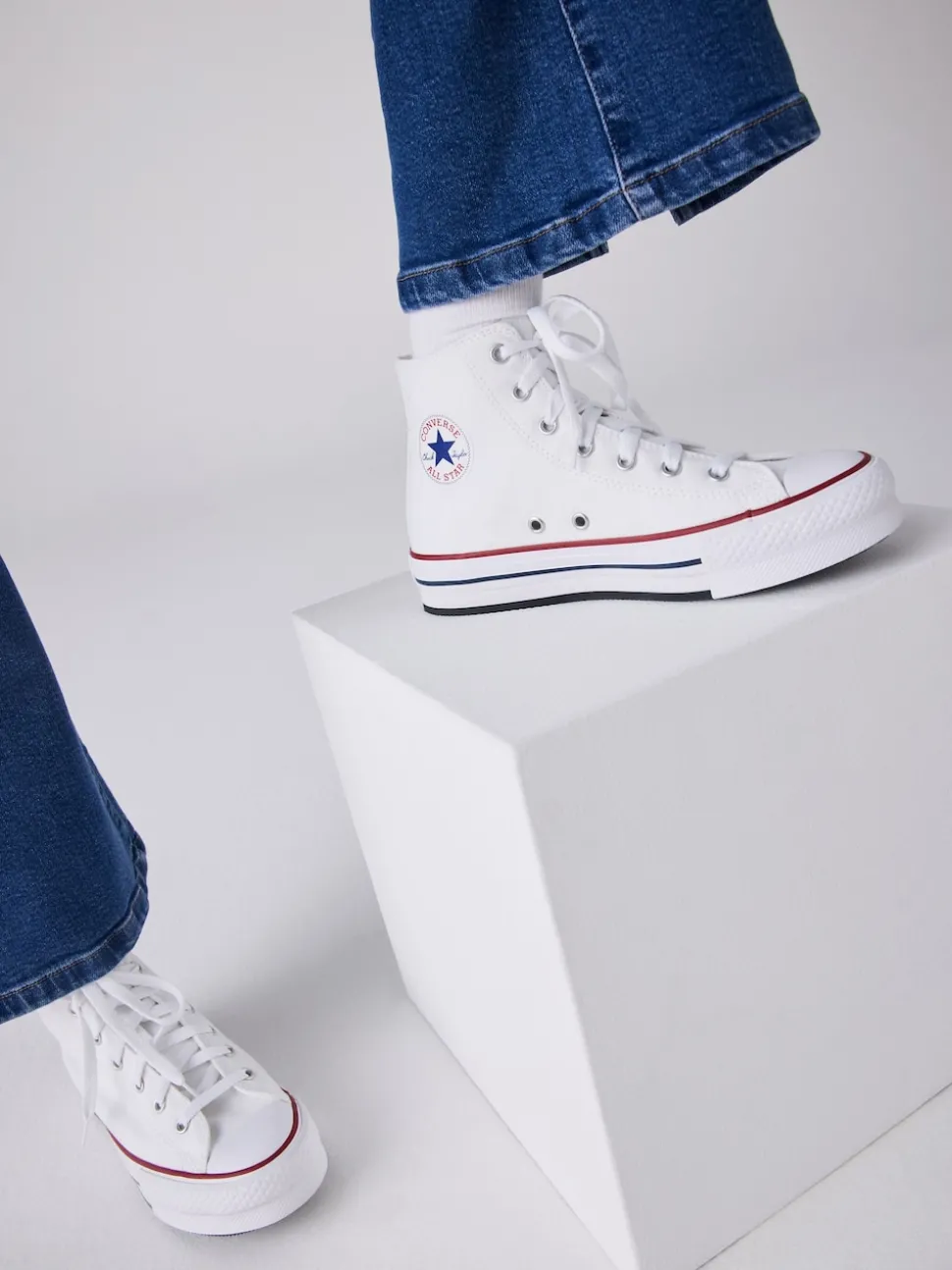 Converse White Eva Lift High Top Youth Trainers