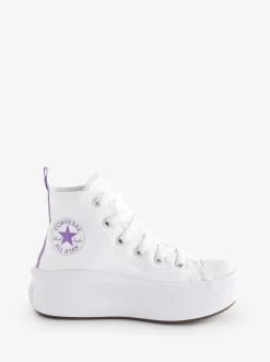 Converse White/Purple Move Platform High Top Junior Trainers