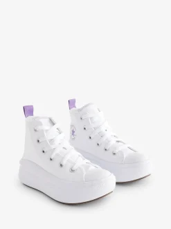 Converse White/Purple Move Platform High Top Junior Trainers