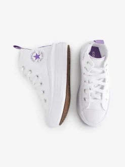 Converse White/Purple Move Platform High Top Junior Trainers