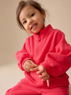 Coral PInk Quarter Zip Sweatshirt (3mths-7yrs)