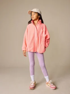 Coral Orange Button Up Fleece Jacket (3-16yrs)