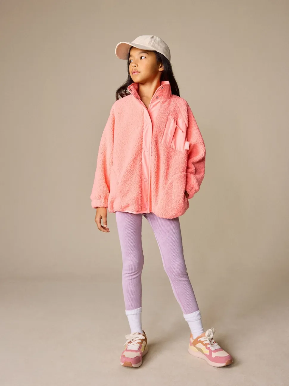 Coral Orange Button Up Fleece Jacket (3-16yrs)
