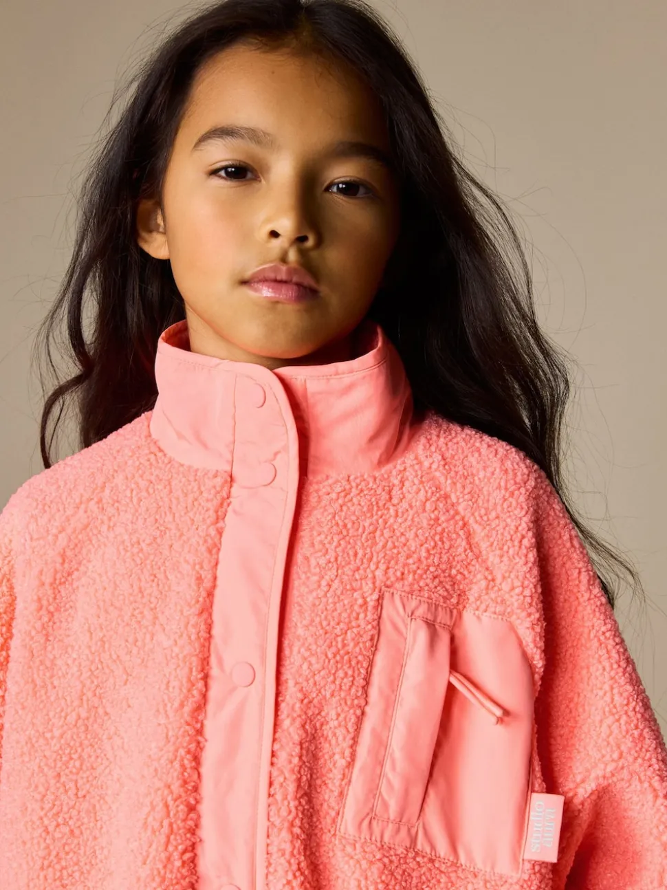 Coral Orange Button Up Fleece Jacket (3-16yrs)