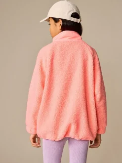 Coral Orange Button Up Fleece Jacket (3-16yrs)