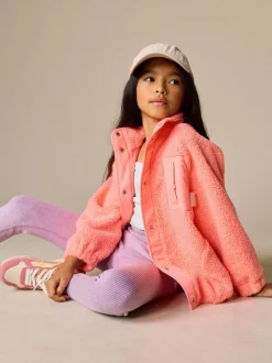 Coral Orange Button Up Fleece Jacket (3-16yrs)
