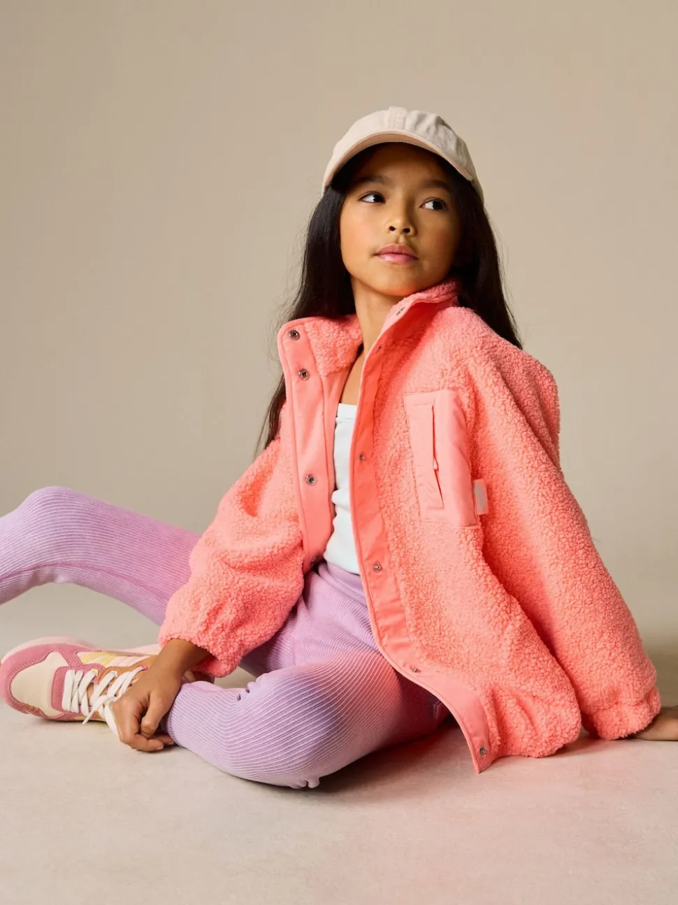 Coral Orange Button Up Fleece Jacket (3-16yrs)