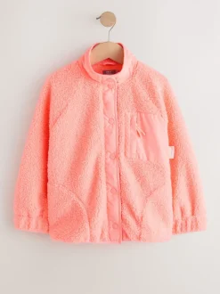 Coral Orange Button Up Fleece Jacket (3-16yrs)