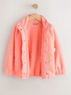 Coral Orange Button Up Fleece Jacket (3-16yrs)