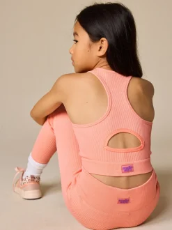 Coral Orange Sports Crop Top (5-16yrs)