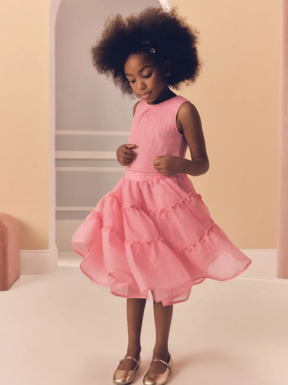 Coral Pink Occasion Top And Skirt Co-ord Set (3-16yrs)