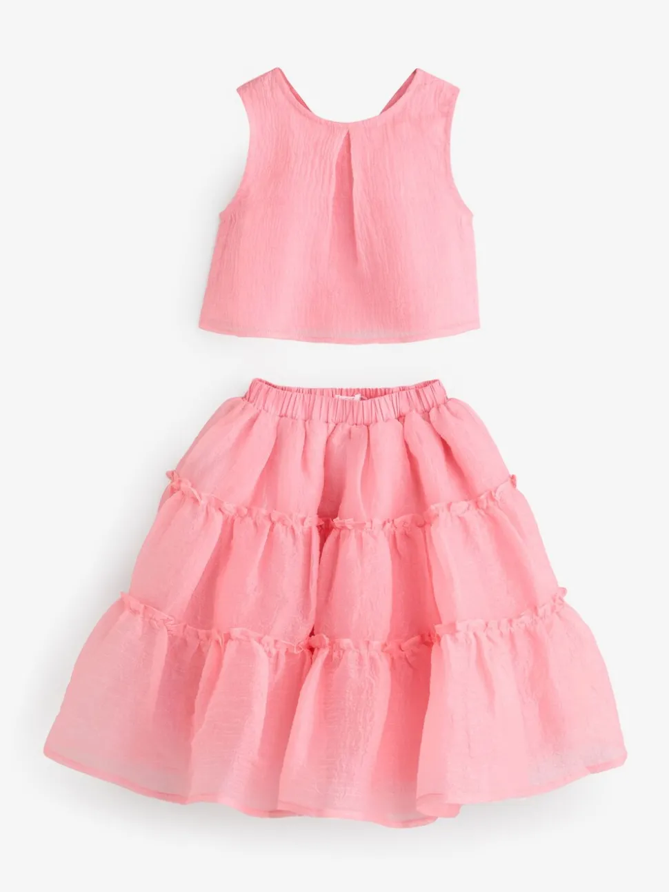 Coral Pink Occasion Top And Skirt Co-ord Set (3-16yrs)