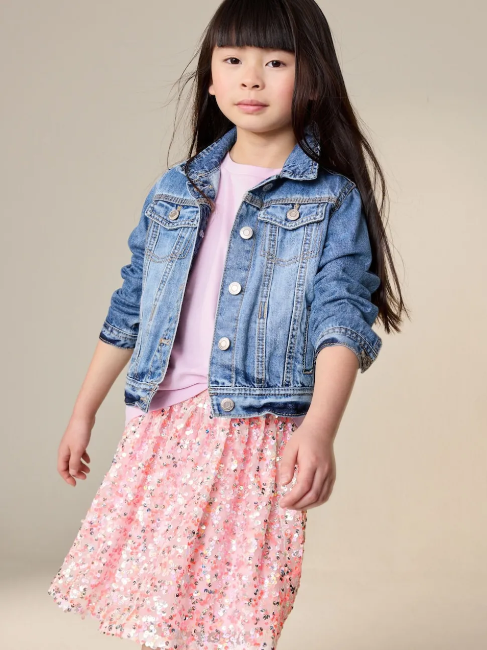 Coral Pink Sequin Skirt (3-16yrs)