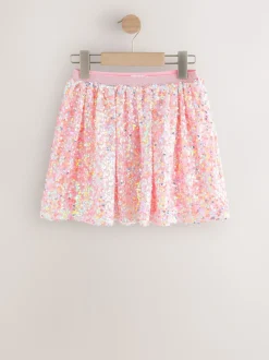 Coral Pink Sequin Skirt (3-16yrs)