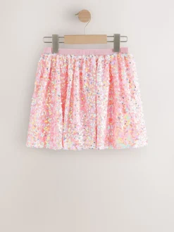 Coral Pink Sequin Skirt (3-16yrs)