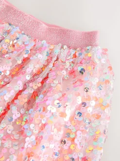 Coral Pink Sequin Skirt (3-16yrs)