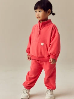 Coral Red Quarter Zip Sweatshirt (3mths-7yrs)