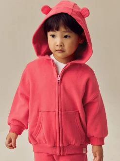 Coral Red Zip Through Hoodie (3mths-7yrs)
